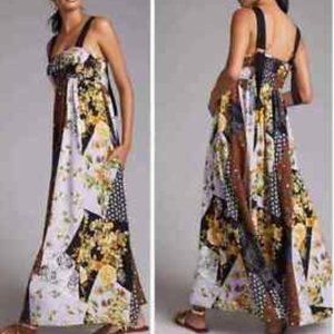 Anthropologie Maeve Floral Maxi Dress Patchwork Boho Small